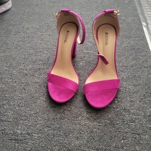 Fuschia block heels